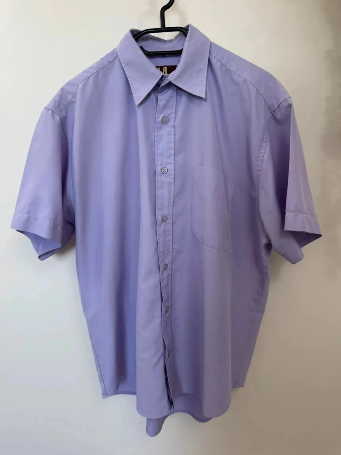 Chemise unie manches courtes violette Lambert Brieux taille L - Photo 2/5