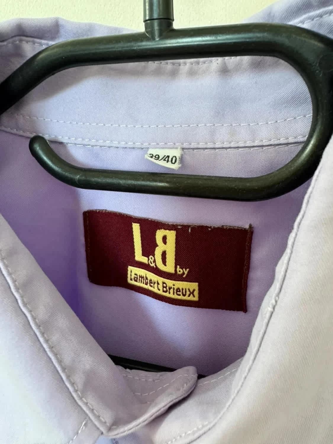 Chemise unie manches courtes violette Lambert Brieux taille L - Photo 3/5