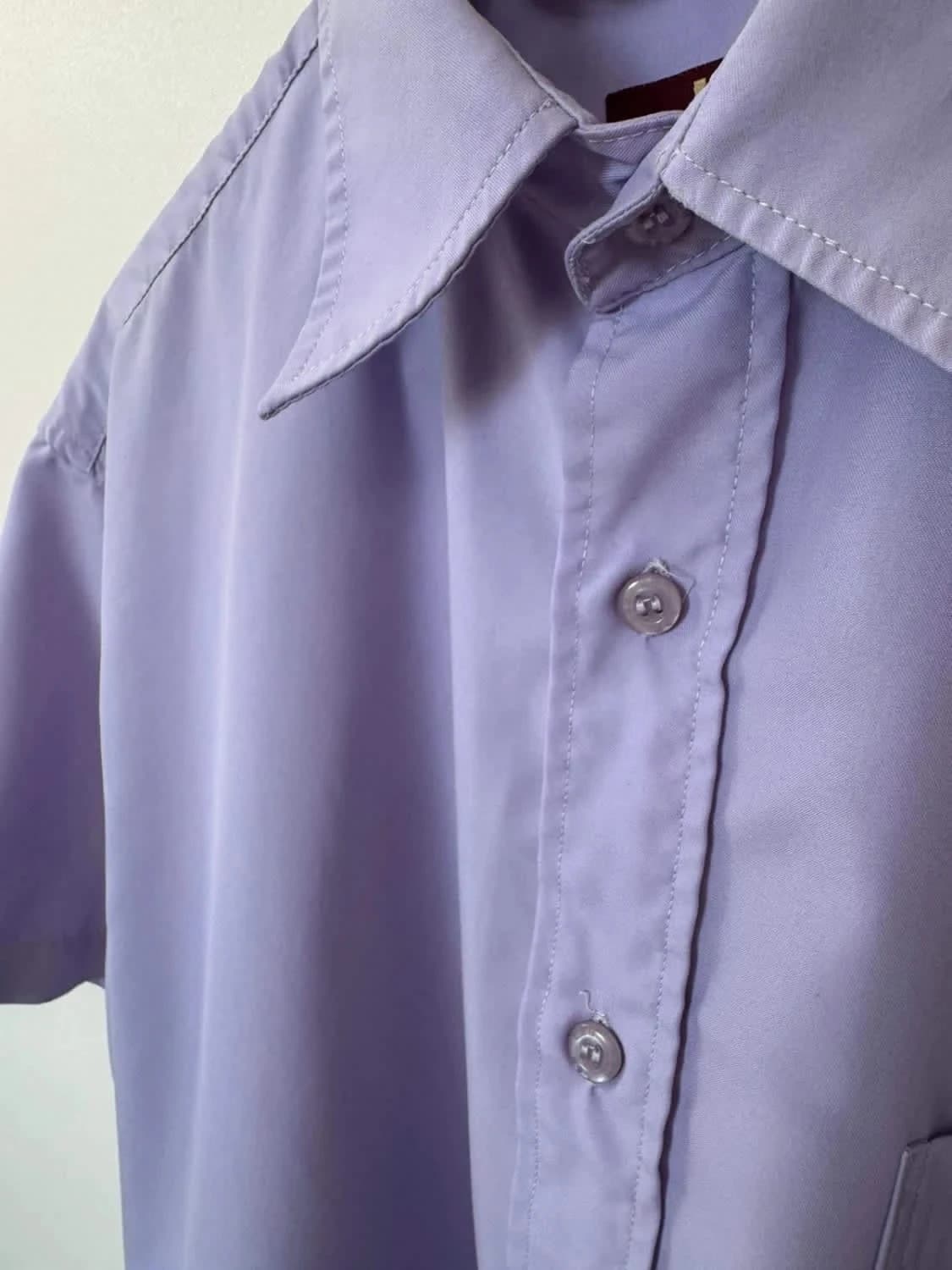 Chemise unie manches courtes violette Lambert Brieux taille L - Photo 4/5