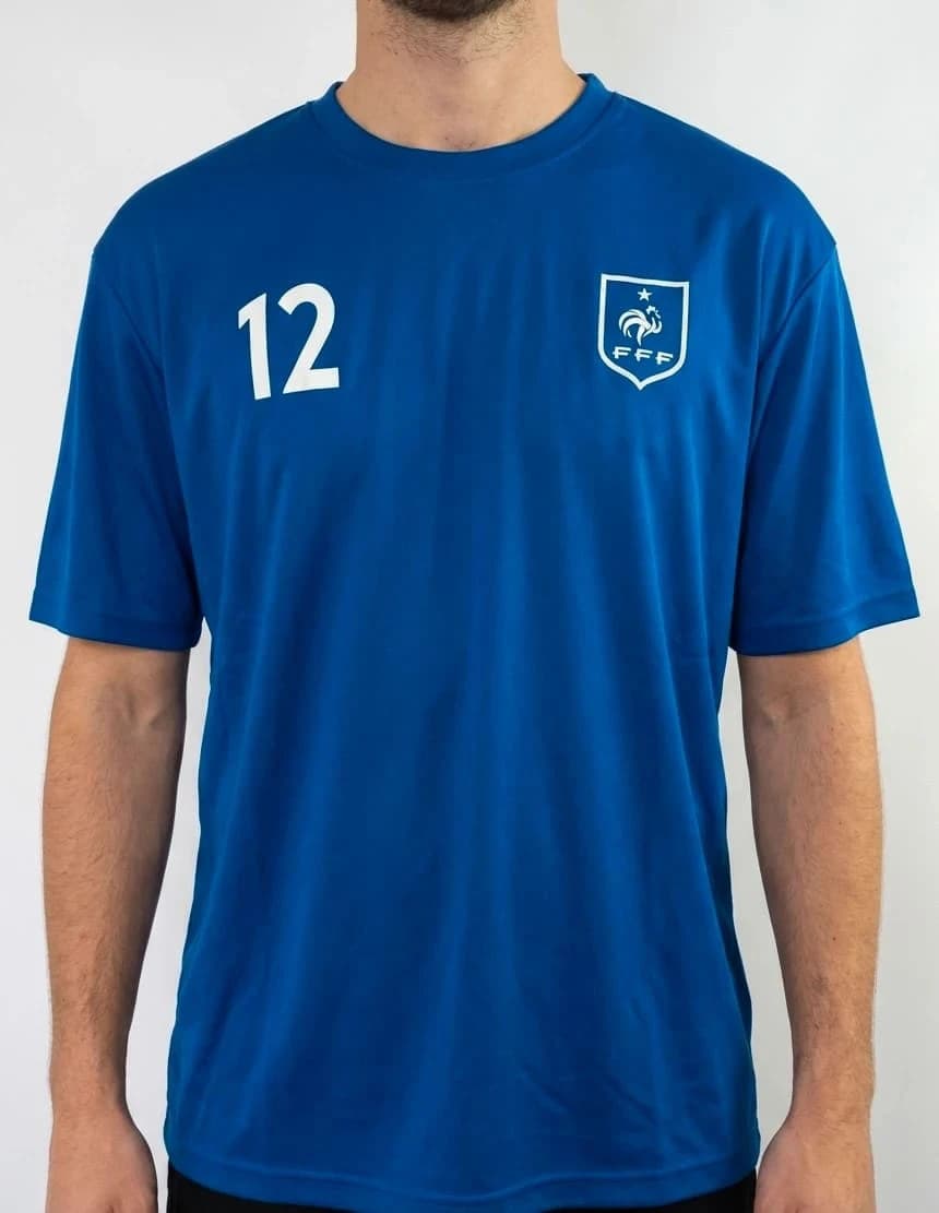Maillot de foot bleu Mbappé n°12 équipe de France - Photo 1/7