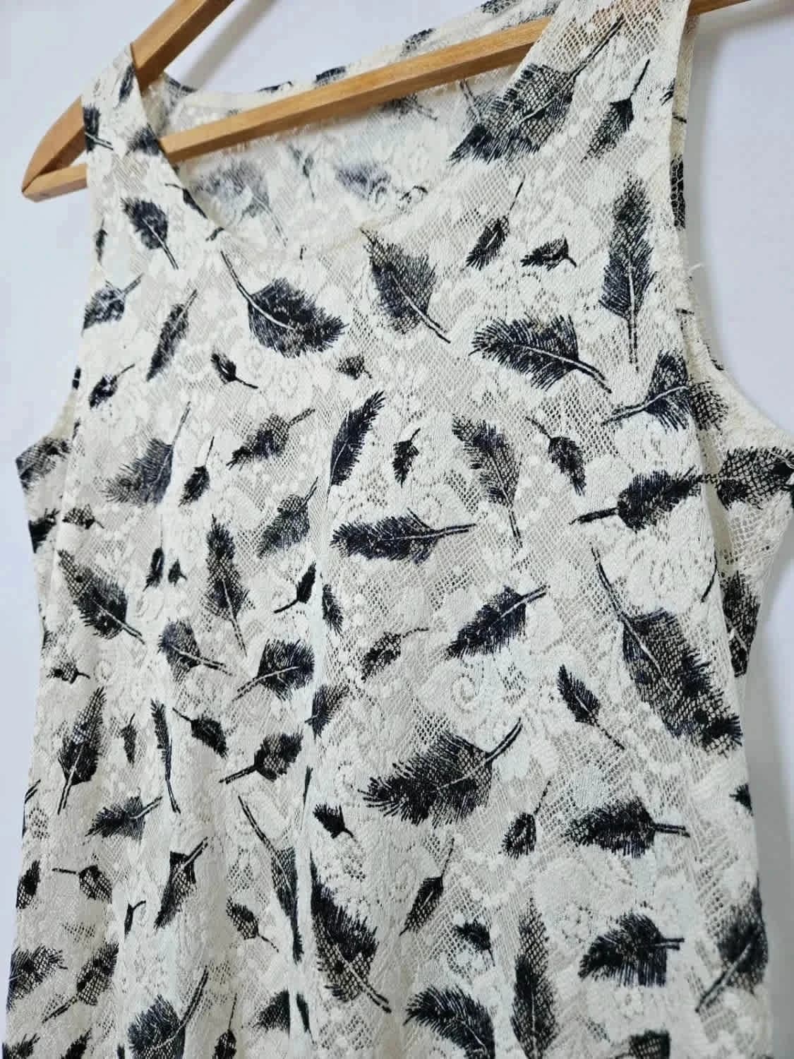 Débardeur crème dentelle Molly Bracken motif plumes taille unique - Photo 3/5
