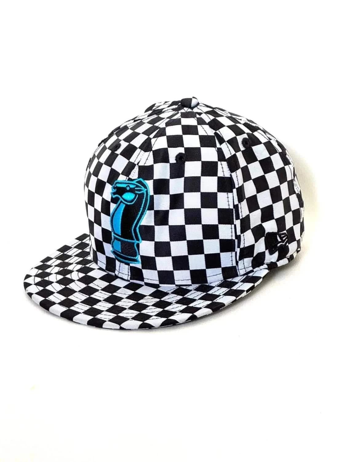 Casquette New Era 59FIFTY damier noir blanc logo échecs bleu - Photo 2/12