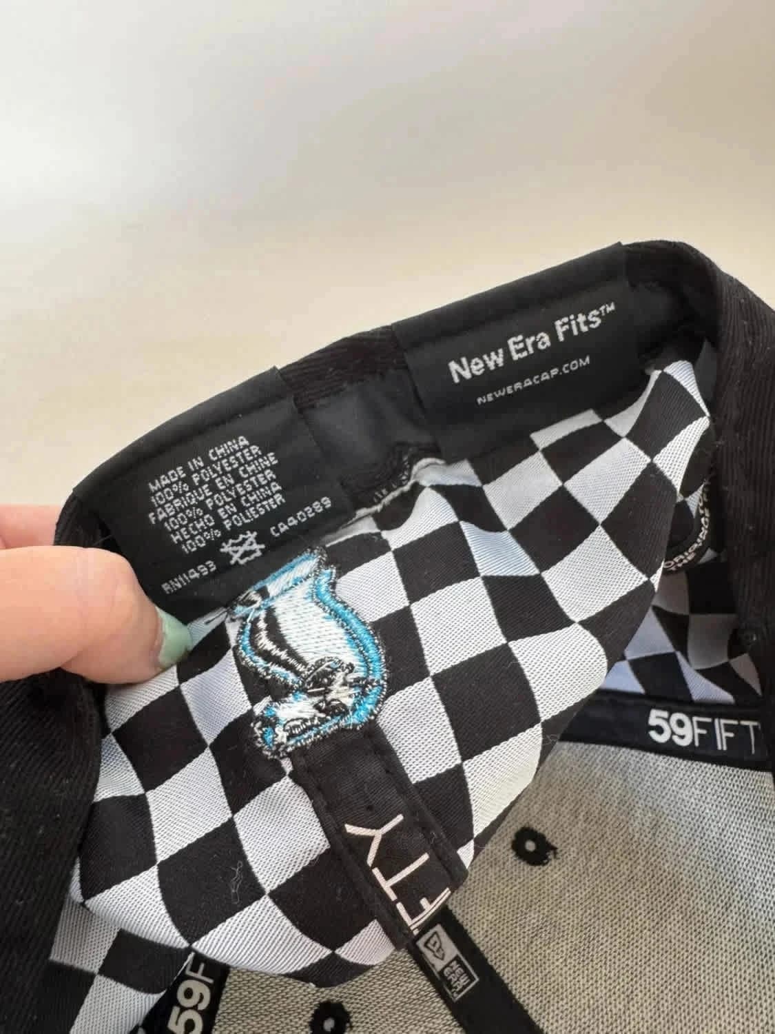 Casquette New Era 59FIFTY damier noir blanc logo échecs bleu - Photo 7/12