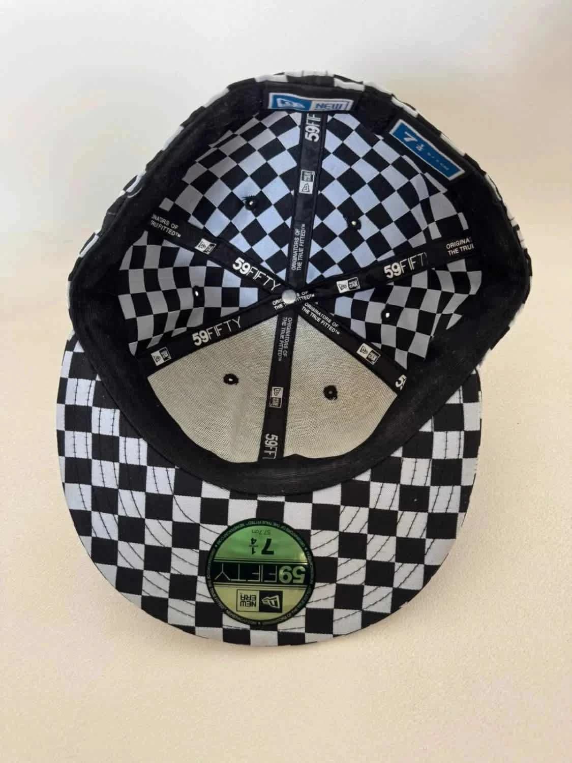 Casquette New Era 59FIFTY damier noir blanc logo échecs bleu - Photo 10/12