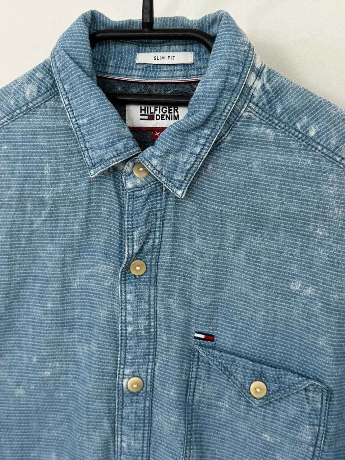 Chemise effet denim slim Tommy Hilfiger bleu taille XS - FP260141 - Photo 4/9