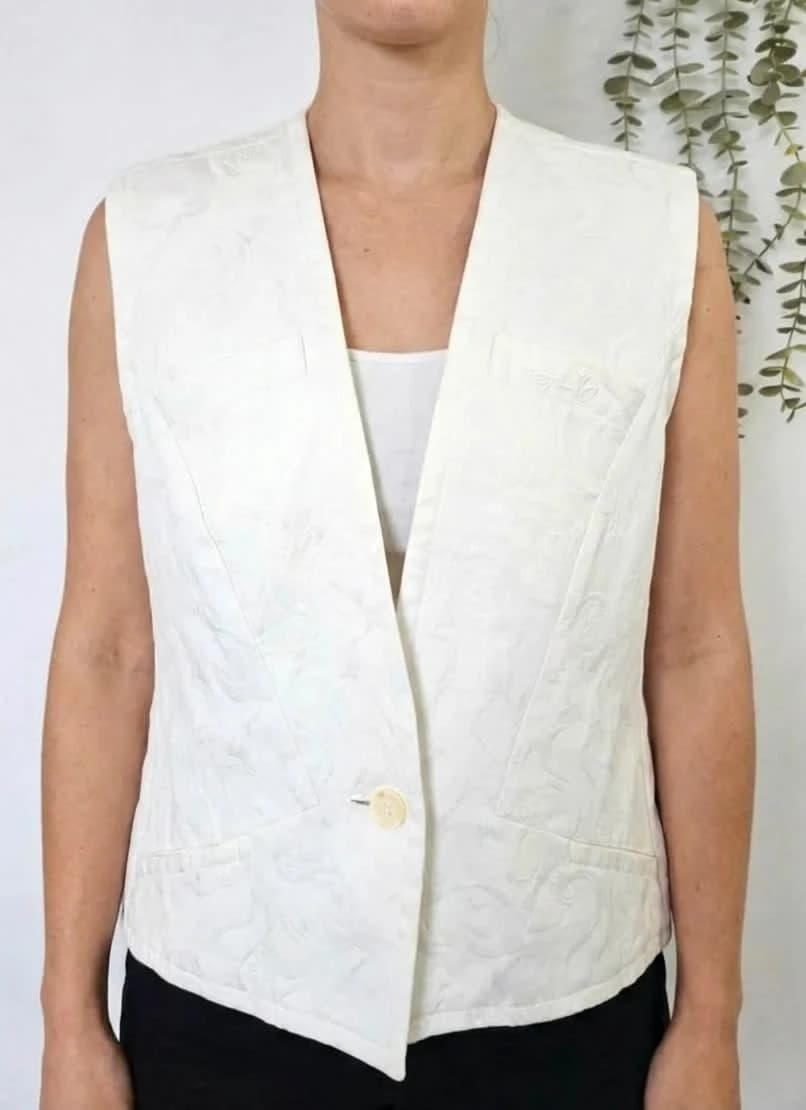 Gilet sans manches vintage Weill brodé blanc - Photo 1/7