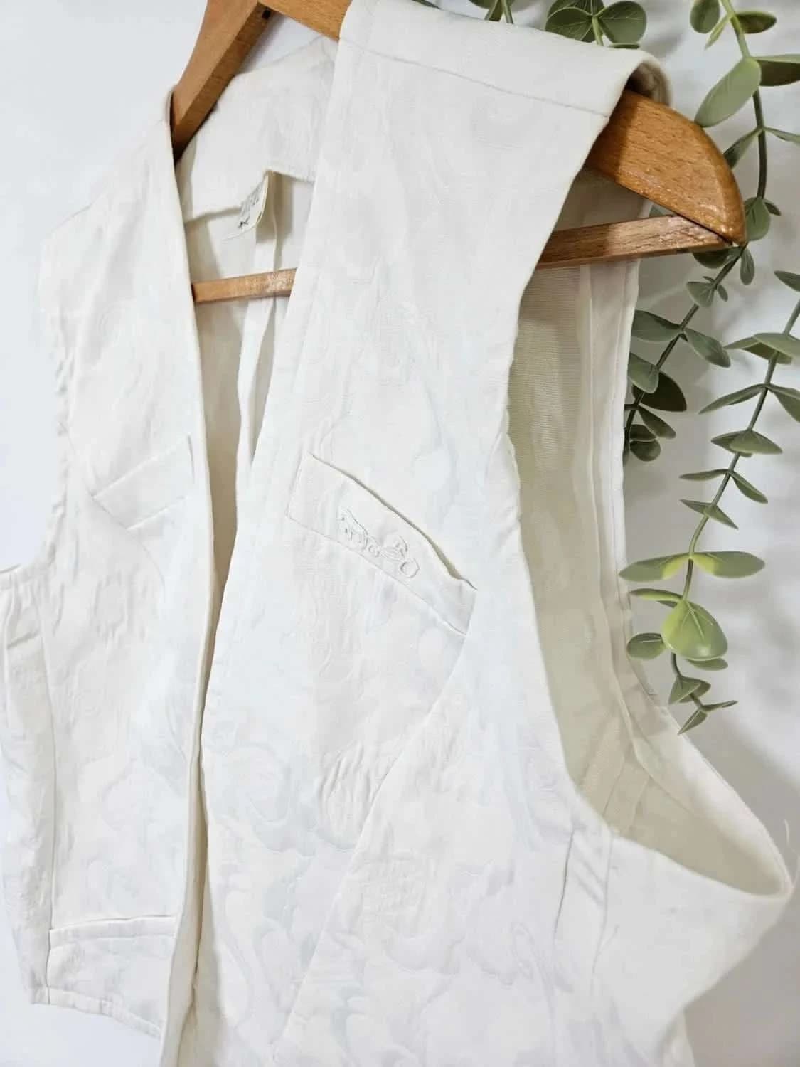 Gilet sans manches vintage Weill brodé blanc - Photo 4/7