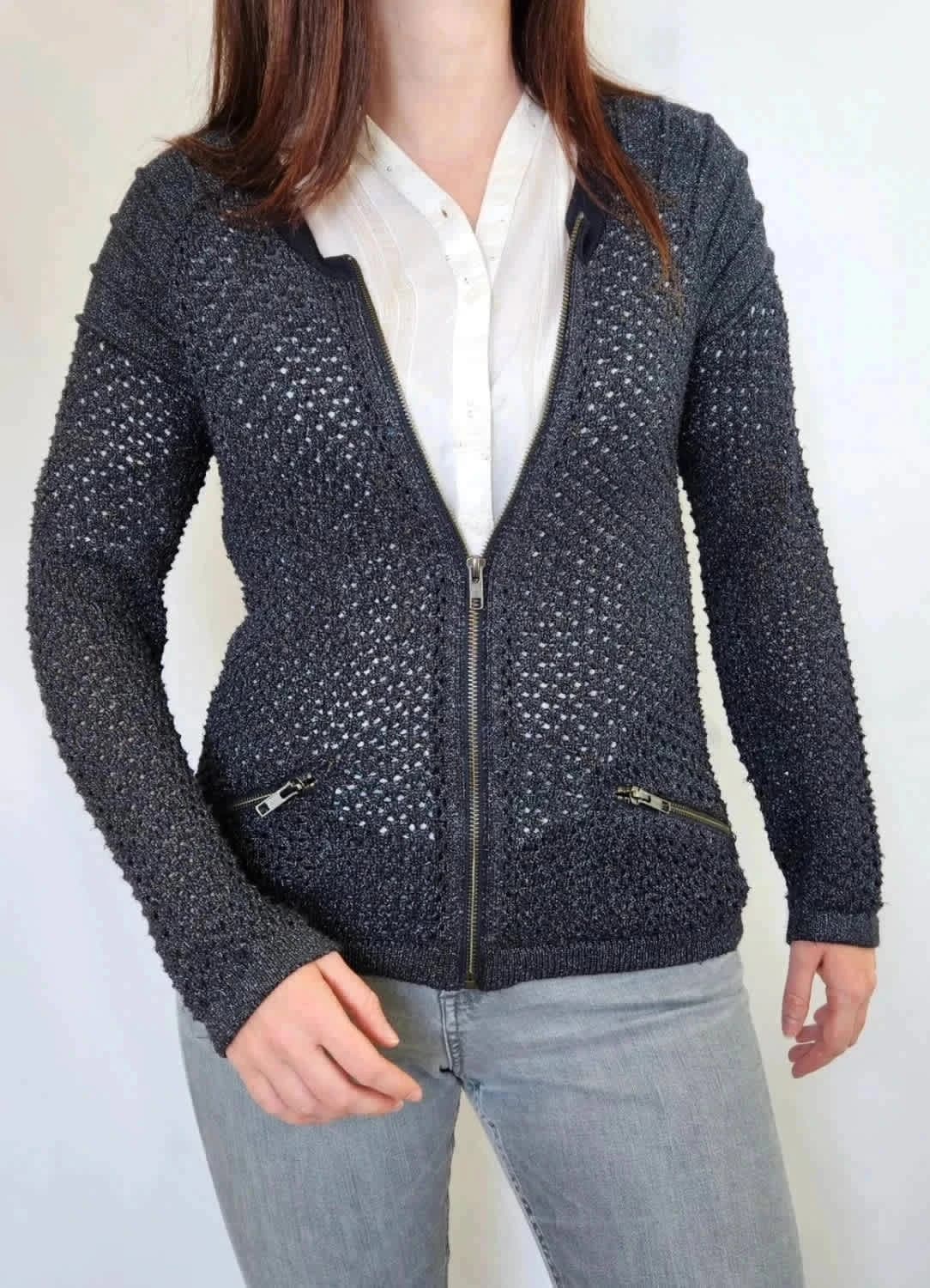 Gilet bleu pailleté en maille Kookaï taille XS - Photo 1/6