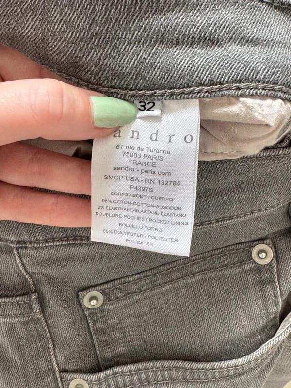 Jean gris slim Sandro étroit taille W32 - Photo 8/10