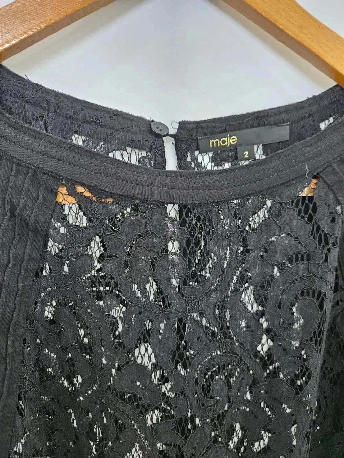 Robe noire dentelle Maje taille 2 - Photo 4/5