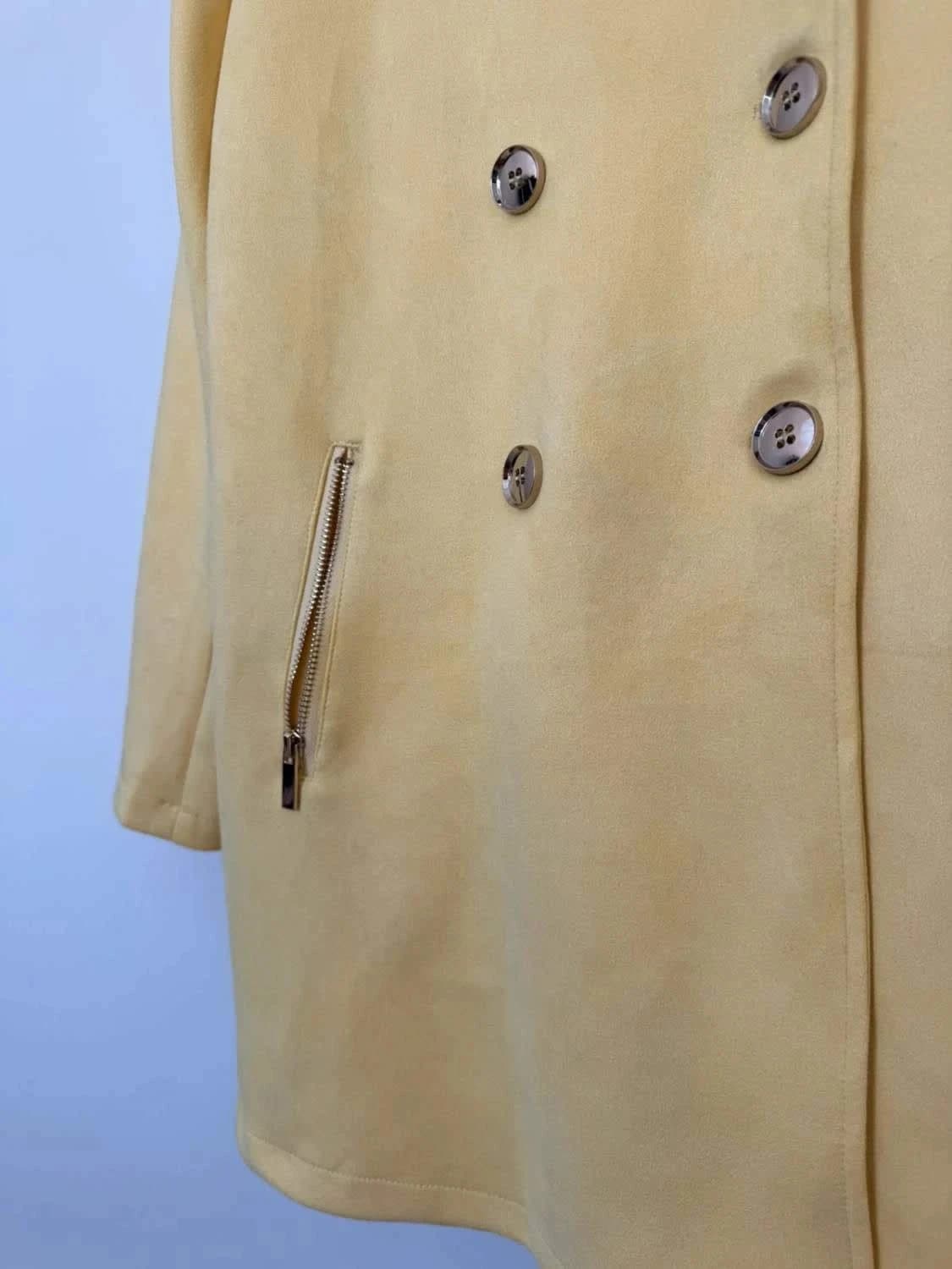 Manteau doux croisé Riu Paris jaune pastel taille 42 - Photo 3/5