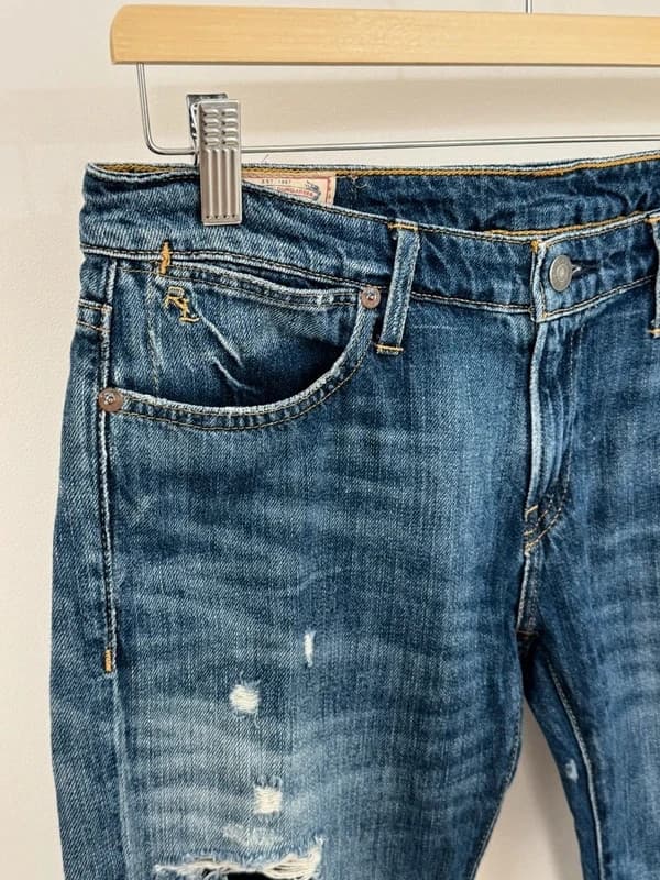 Jean Astor boyfriend destroy Polo Ralph Lauren denim bleu taille W27 - Photo 3/16