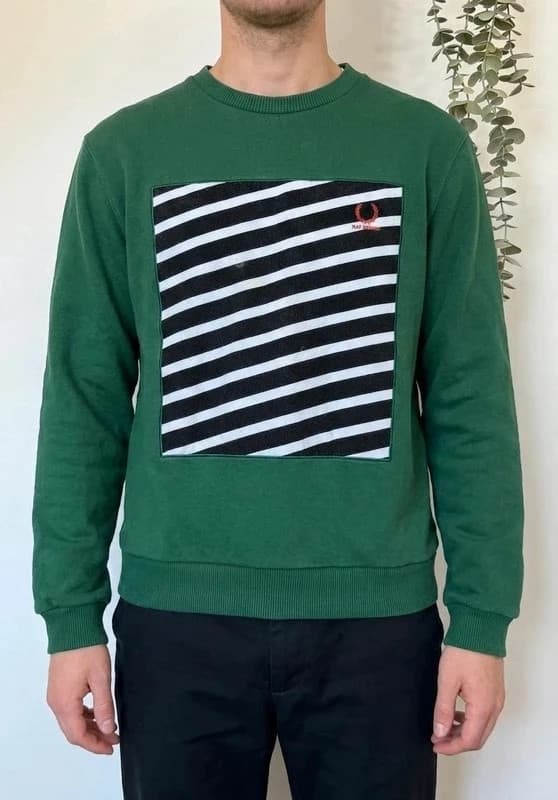 Sweat Crewneck Fred Perry x Raf Simons vert panneau rayé taille 38/S - Photo 1/11