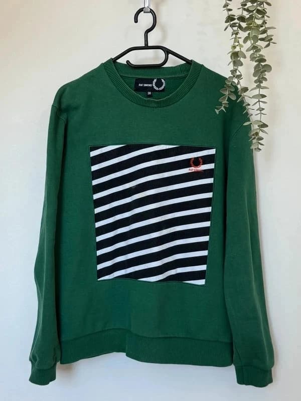 Sweat Crewneck Fred Perry x Raf Simons vert panneau rayé taille 38/S - Photo 2/11