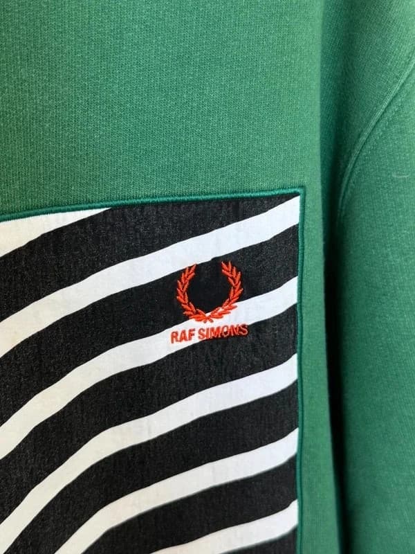 Sweat Crewneck Fred Perry x Raf Simons vert panneau rayé taille 38/S - Photo 3/11