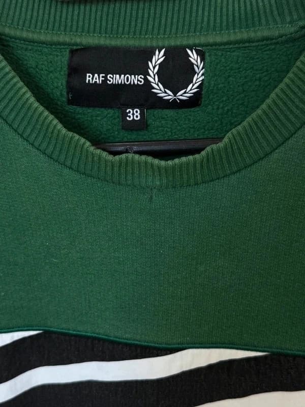 Sweat Crewneck Fred Perry x Raf Simons vert panneau rayé taille 38/S - Photo 6/11
