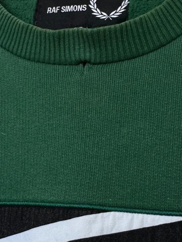 Sweat Crewneck Fred Perry x Raf Simons vert panneau rayé taille 38/S - Photo 7/11