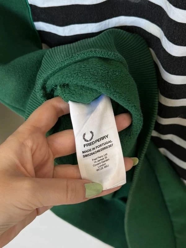 Sweat Crewneck Fred Perry x Raf Simons vert panneau rayé taille 38/S - Photo 8/11