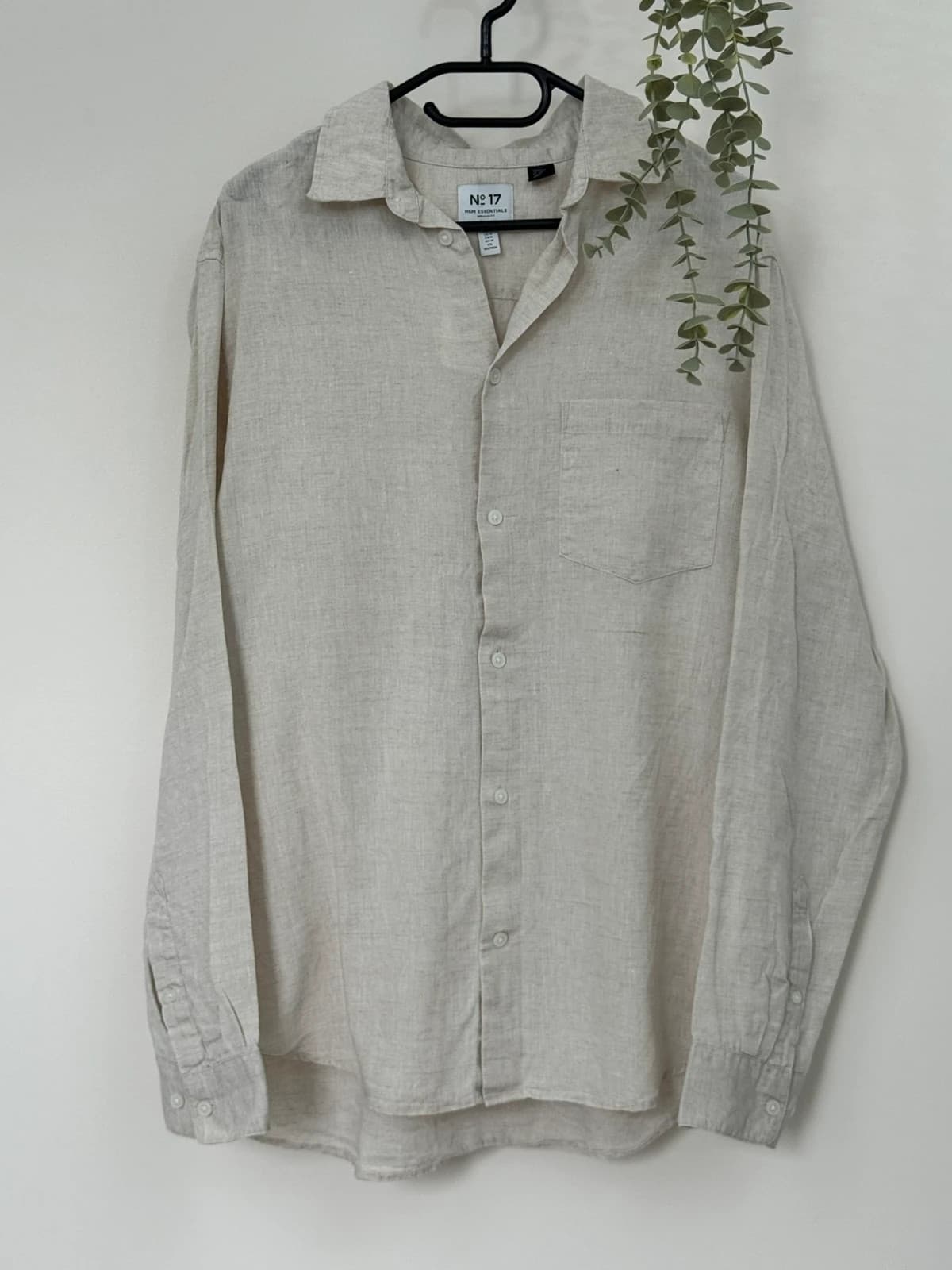 Lniana koszula H&M, beżowa ecru, rozmiar M - Zdjęcie 2/7