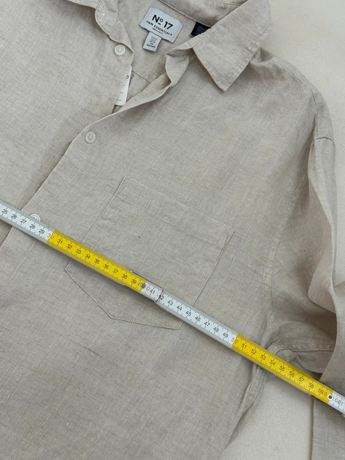 Lniana koszula H&M, beżowa ecru, rozmiar M - Zdjęcie 7/7