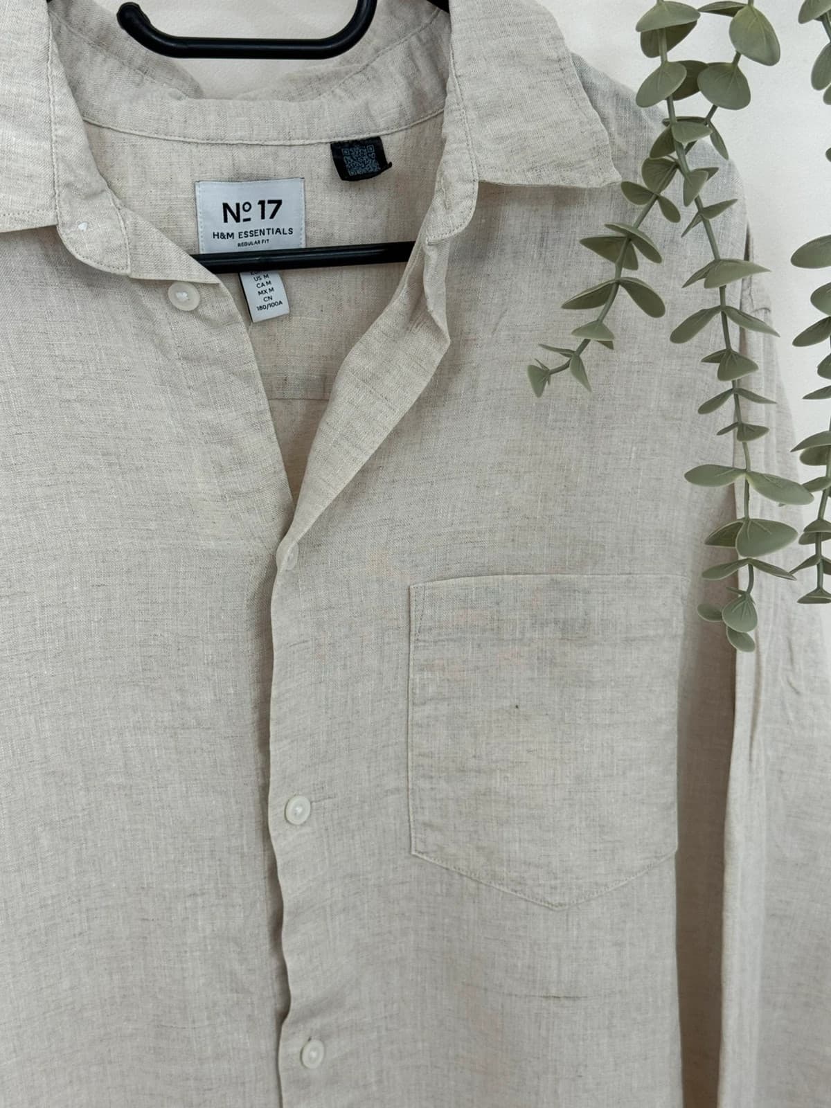 Lniana koszula H&M, beżowa ecru, rozmiar M - Zdjęcie 6/7