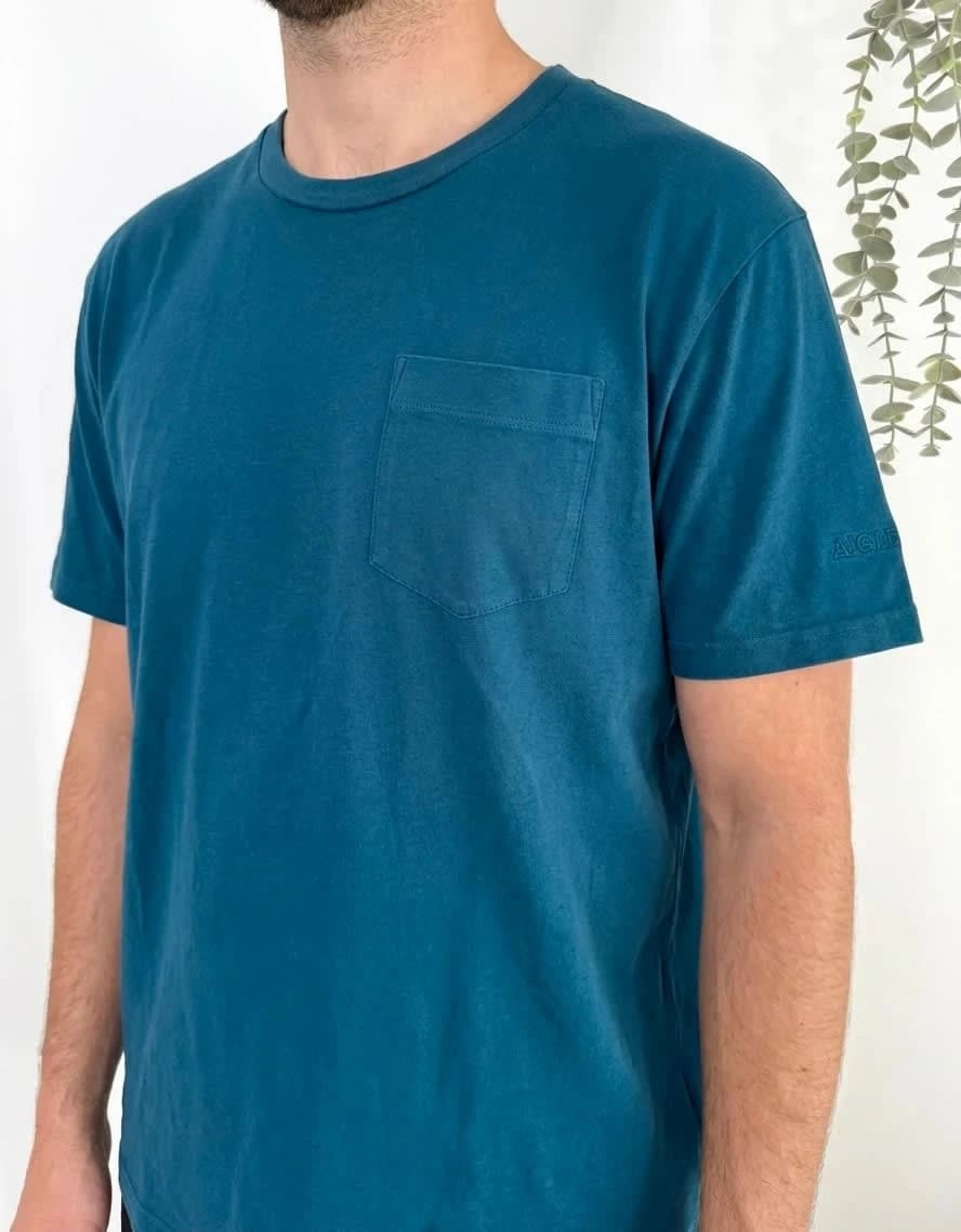 T-shirt coton Aigle poche poitrine bleu canard taille 2XL - FP2512135 - Photo 1/5