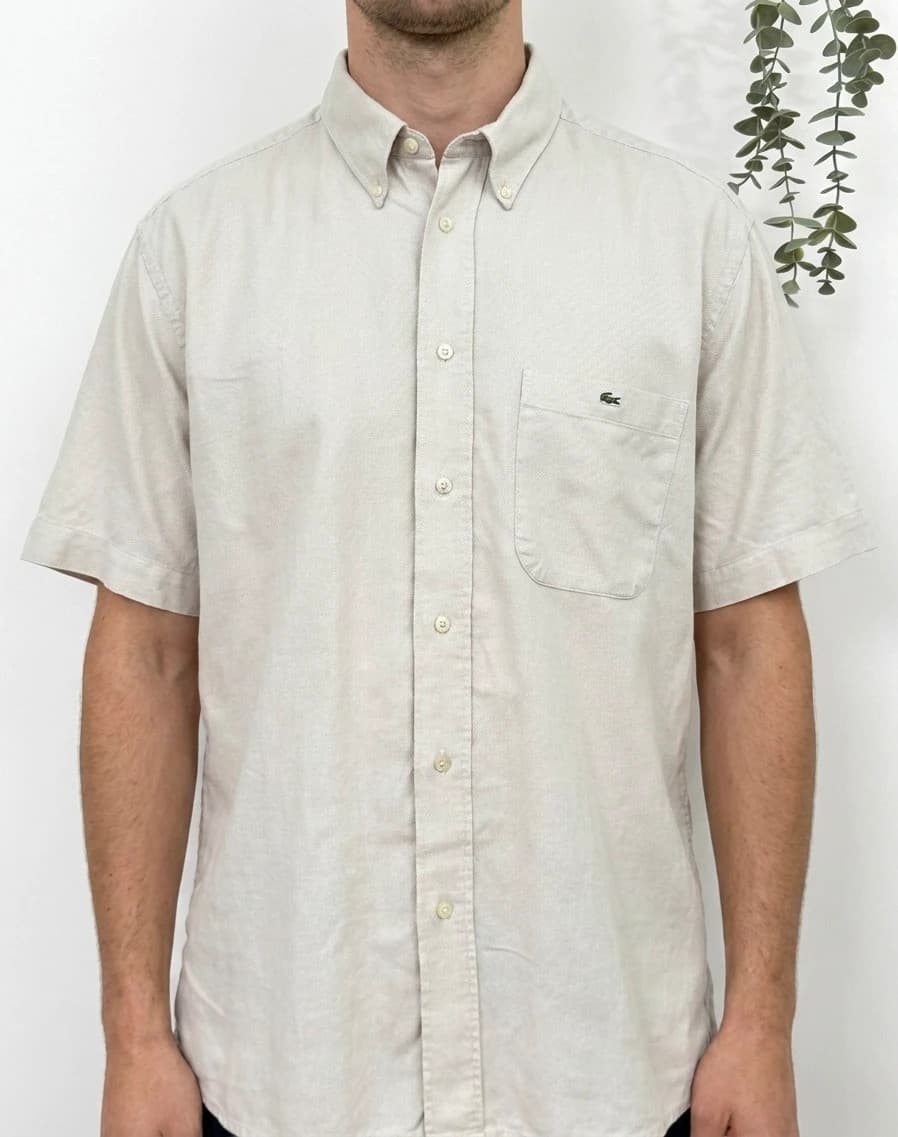 Chemise manches courtes Lacoste coton beige taille 44/XL - FP260194 - Photo 1/7