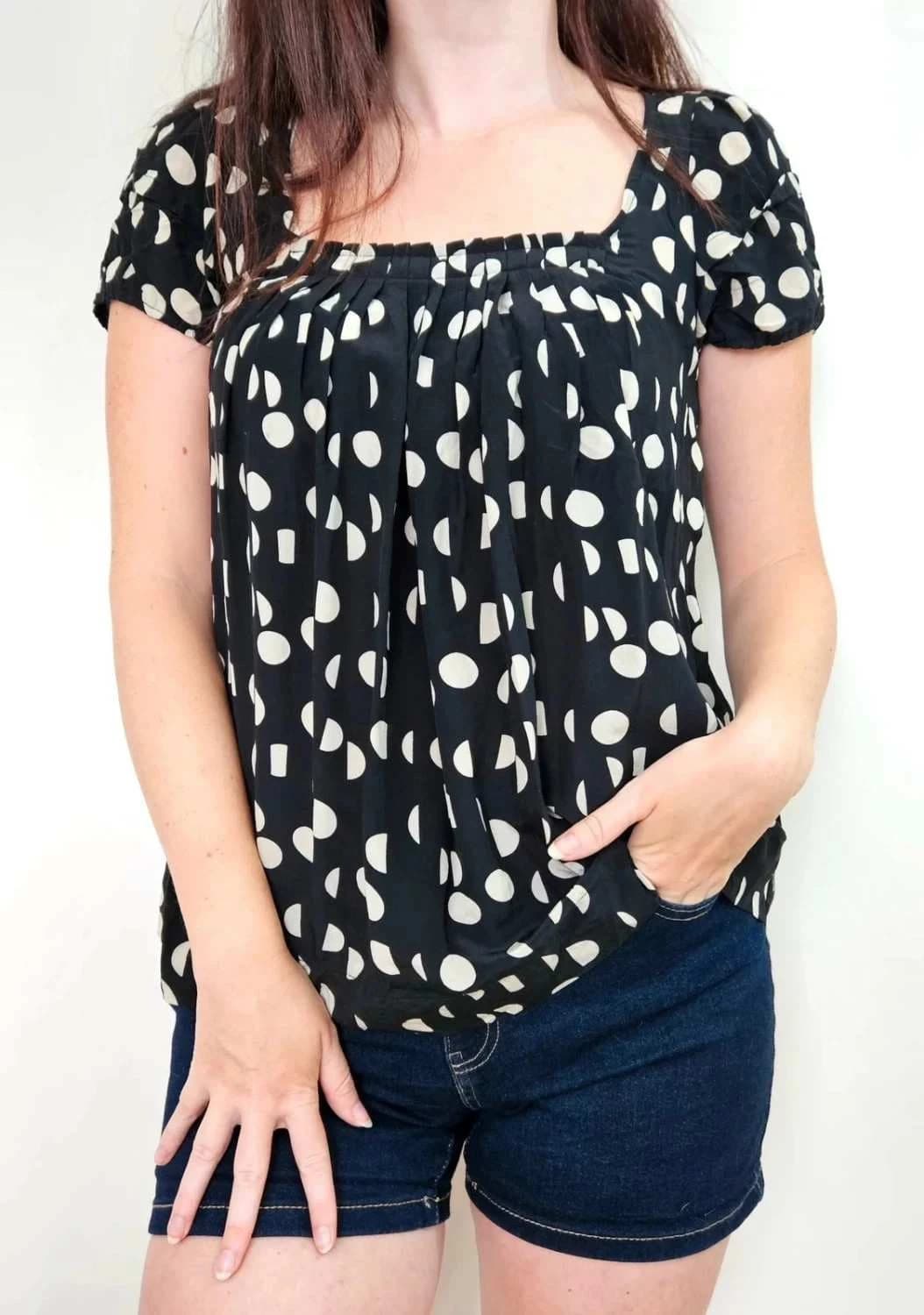 Top Maje Paris noir à pois 100% soie taille S - Photo 1/6