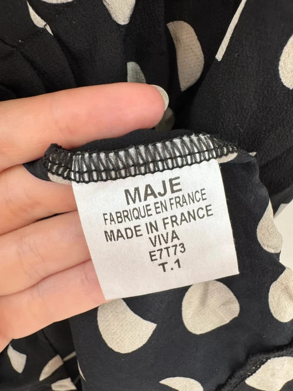 Top Maje Paris noir à pois 100% soie taille S - Photo 5/6