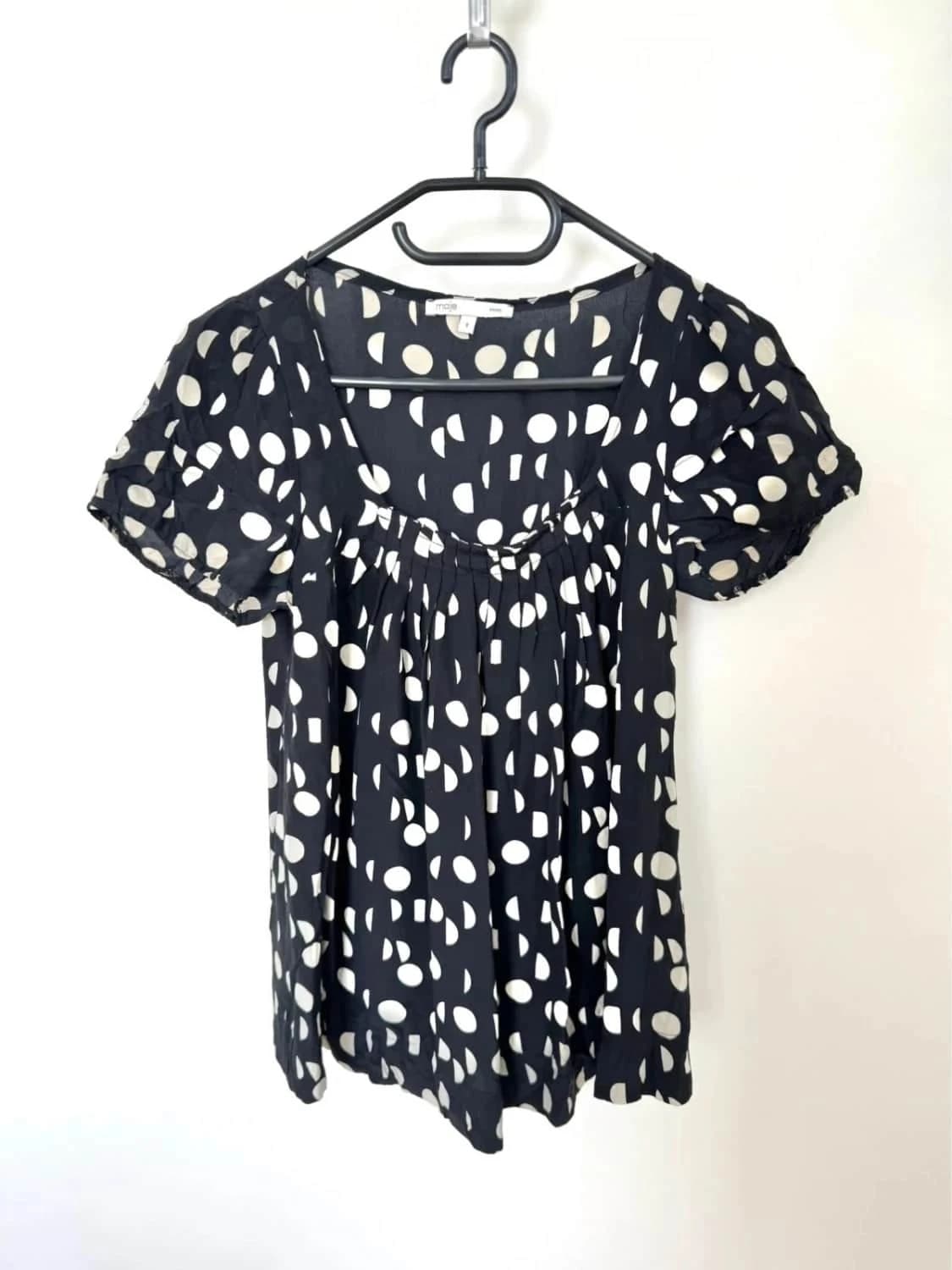 Top Maje Paris noir à pois 100% soie taille S - Photo 2/6