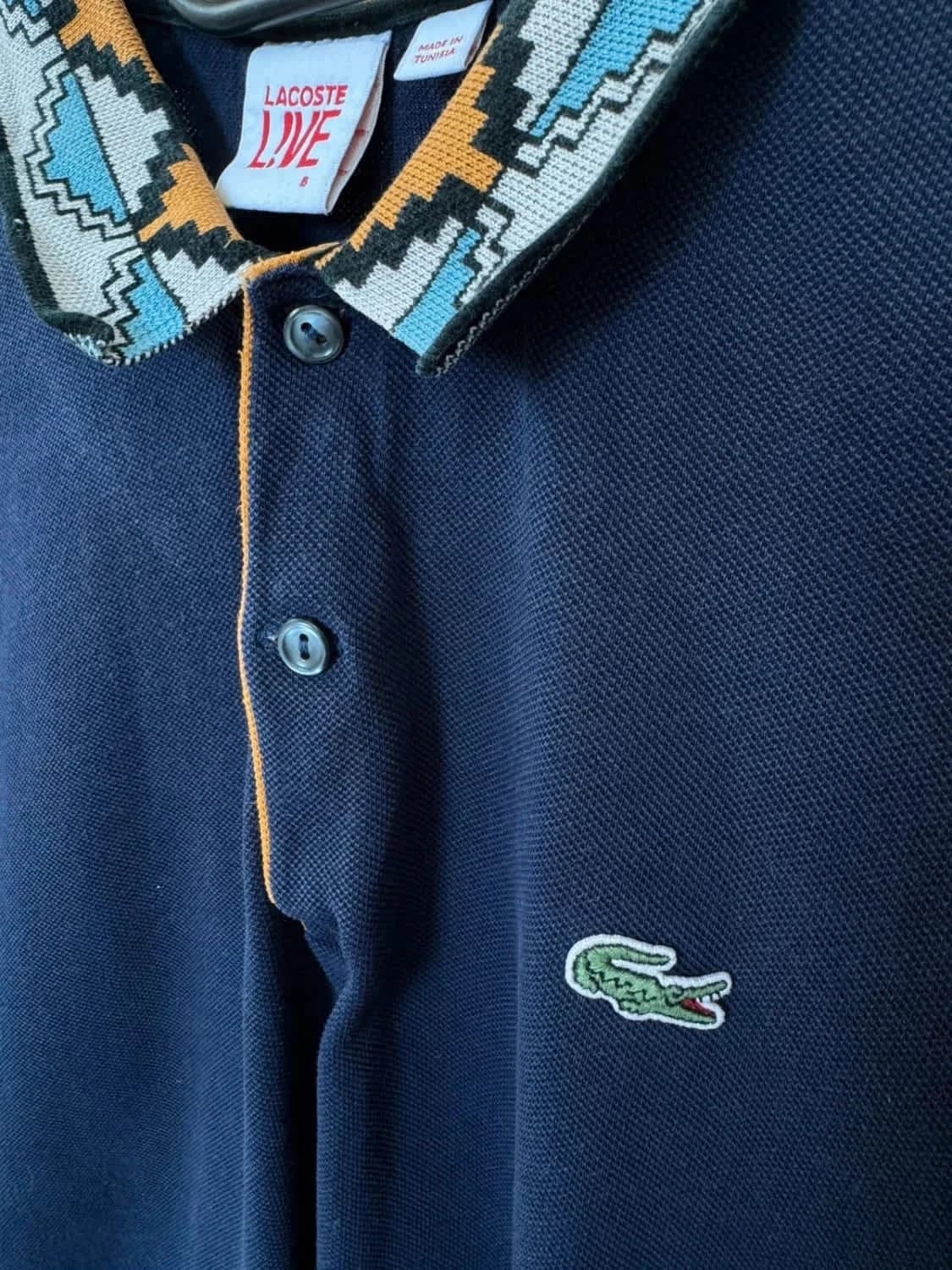 Polo Lacoste L!ve bleu marine col graphique taille 6 XL - Photo 5/9