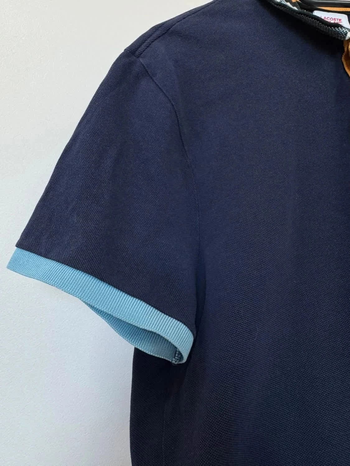 Polo Lacoste L!ve bleu marine col graphique taille 6 XL - Photo 7/9