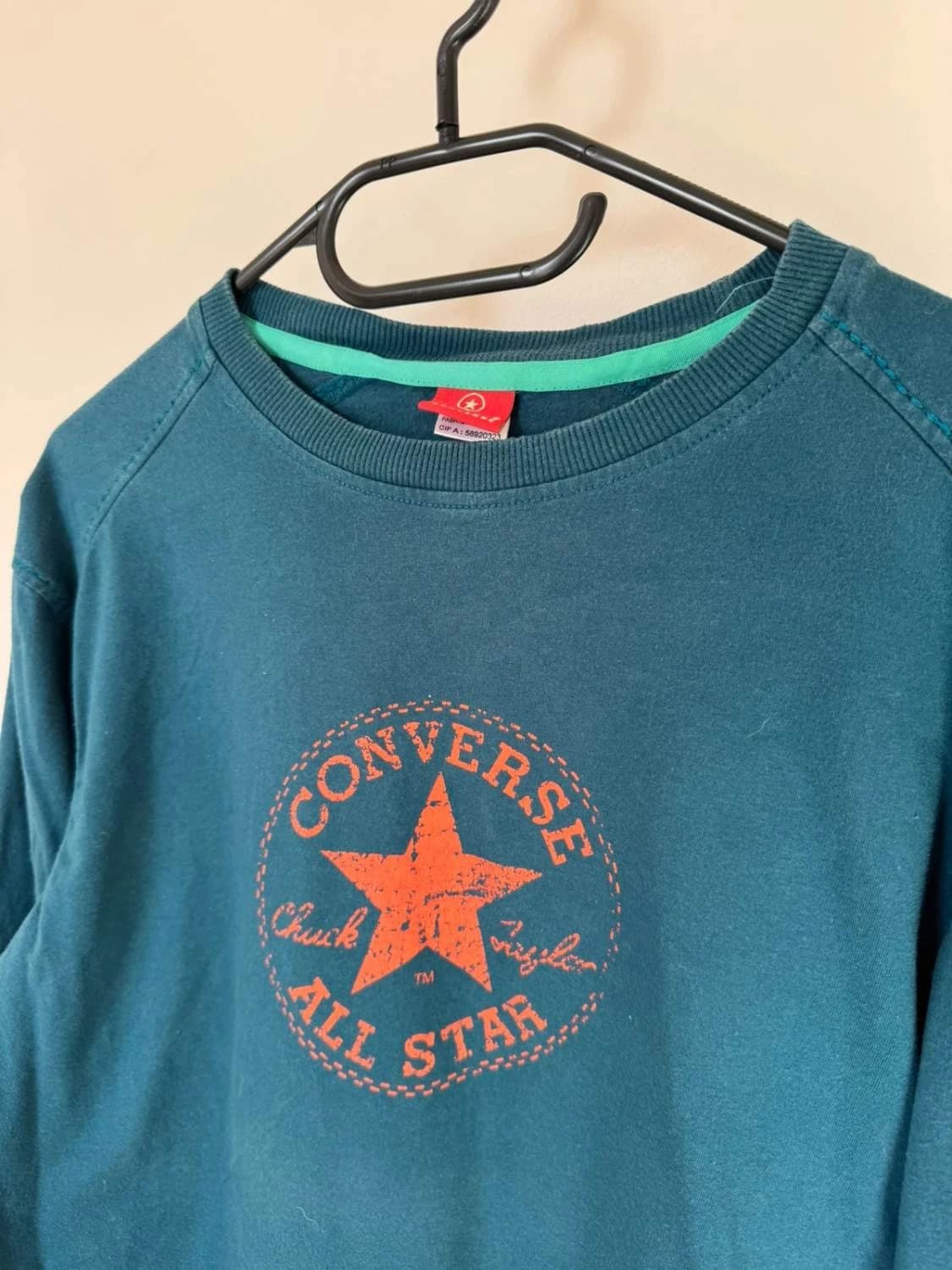 T-shirt manches longues coton Converse bleu logo imprimé taille S - FP2512233 - Photo 3/8