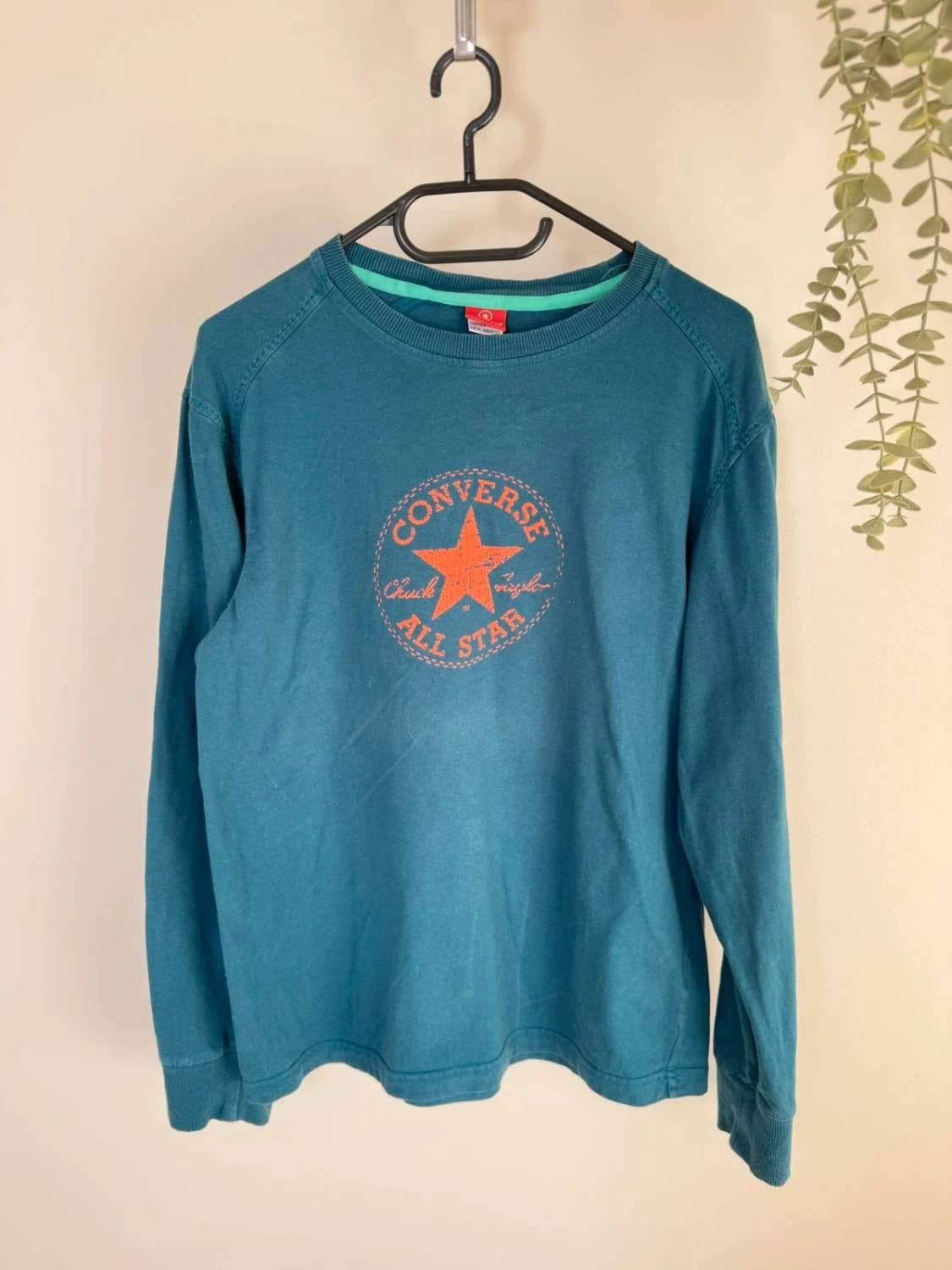 T-shirt manches longues coton Converse bleu logo imprimé taille S - FP2512233 - Photo 2/8