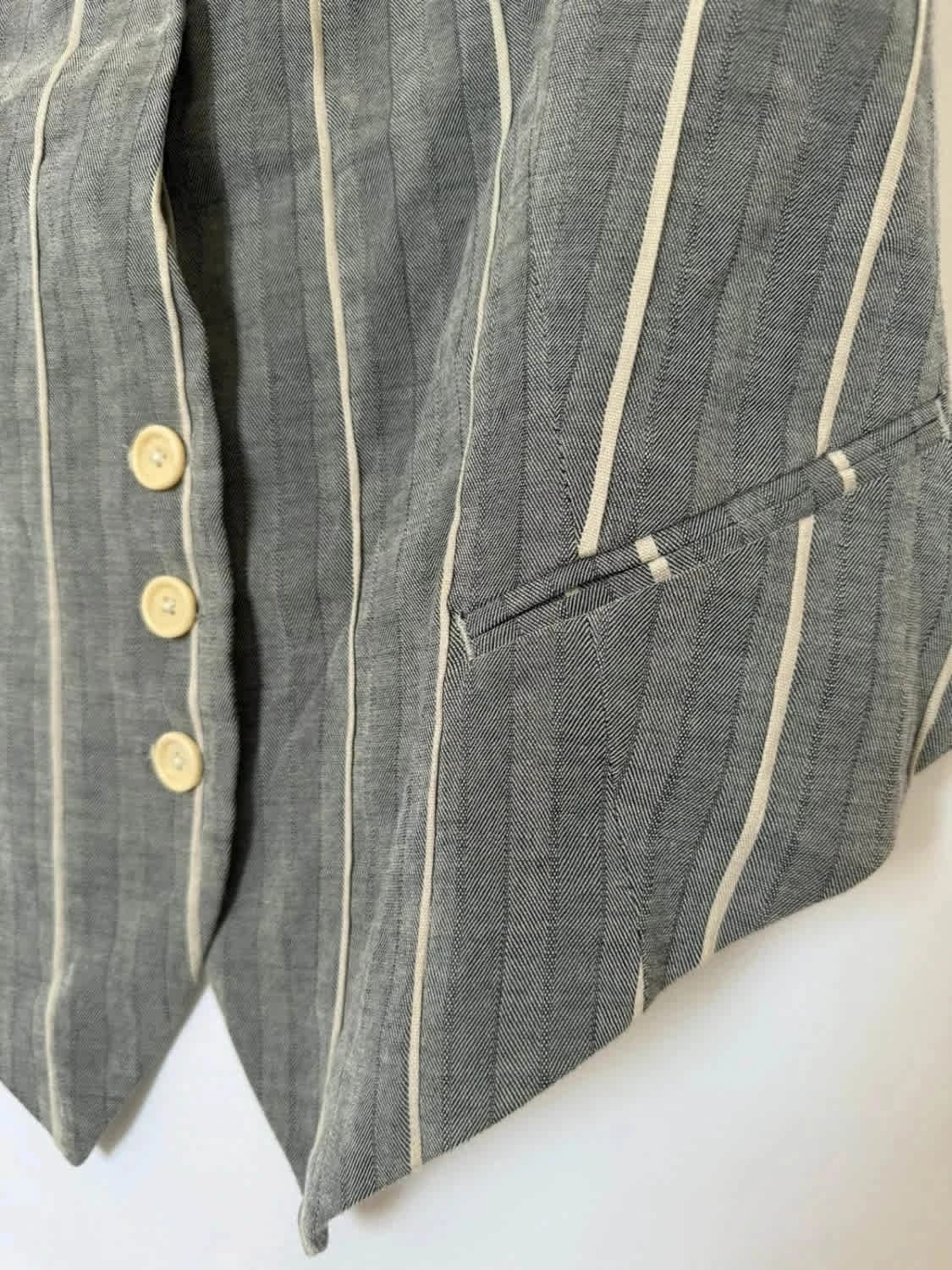 Veste sans manches rayée grise en ramie et lin HIGH taille 40 - Photo 3/14