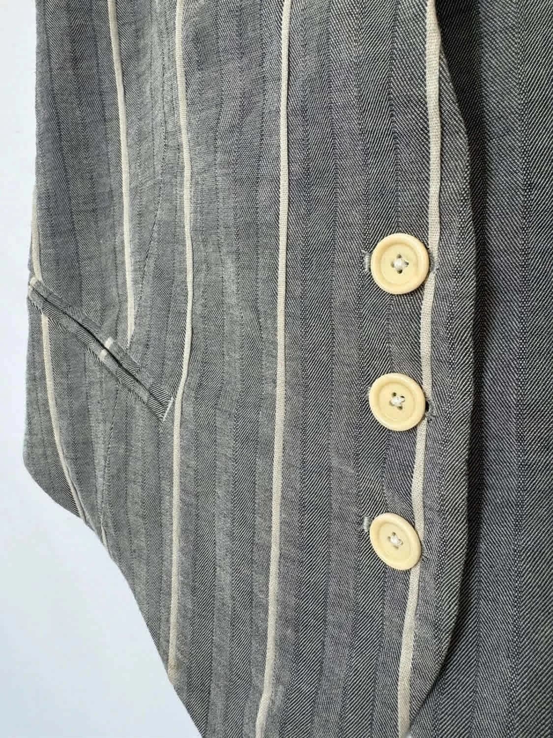 Veste sans manches rayée grise en ramie et lin HIGH taille 40 - Photo 4/14
