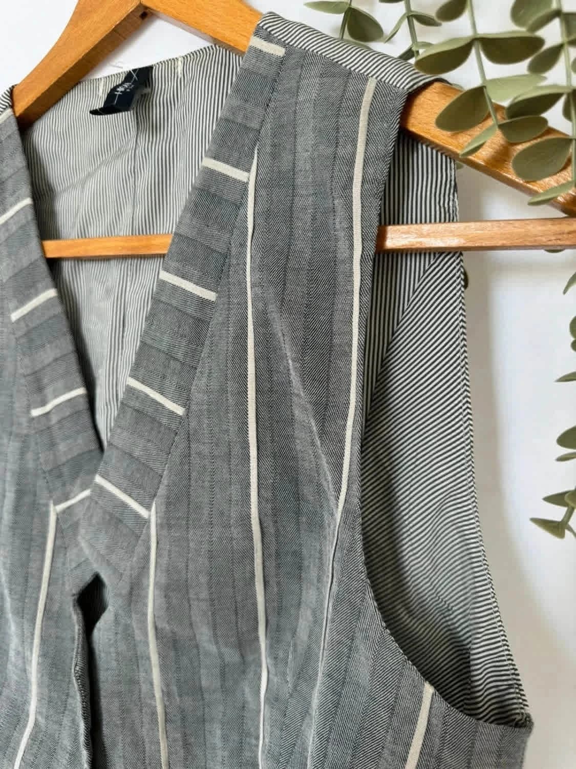 Veste sans manches rayée grise en ramie et lin HIGH taille 40 - Photo 5/14