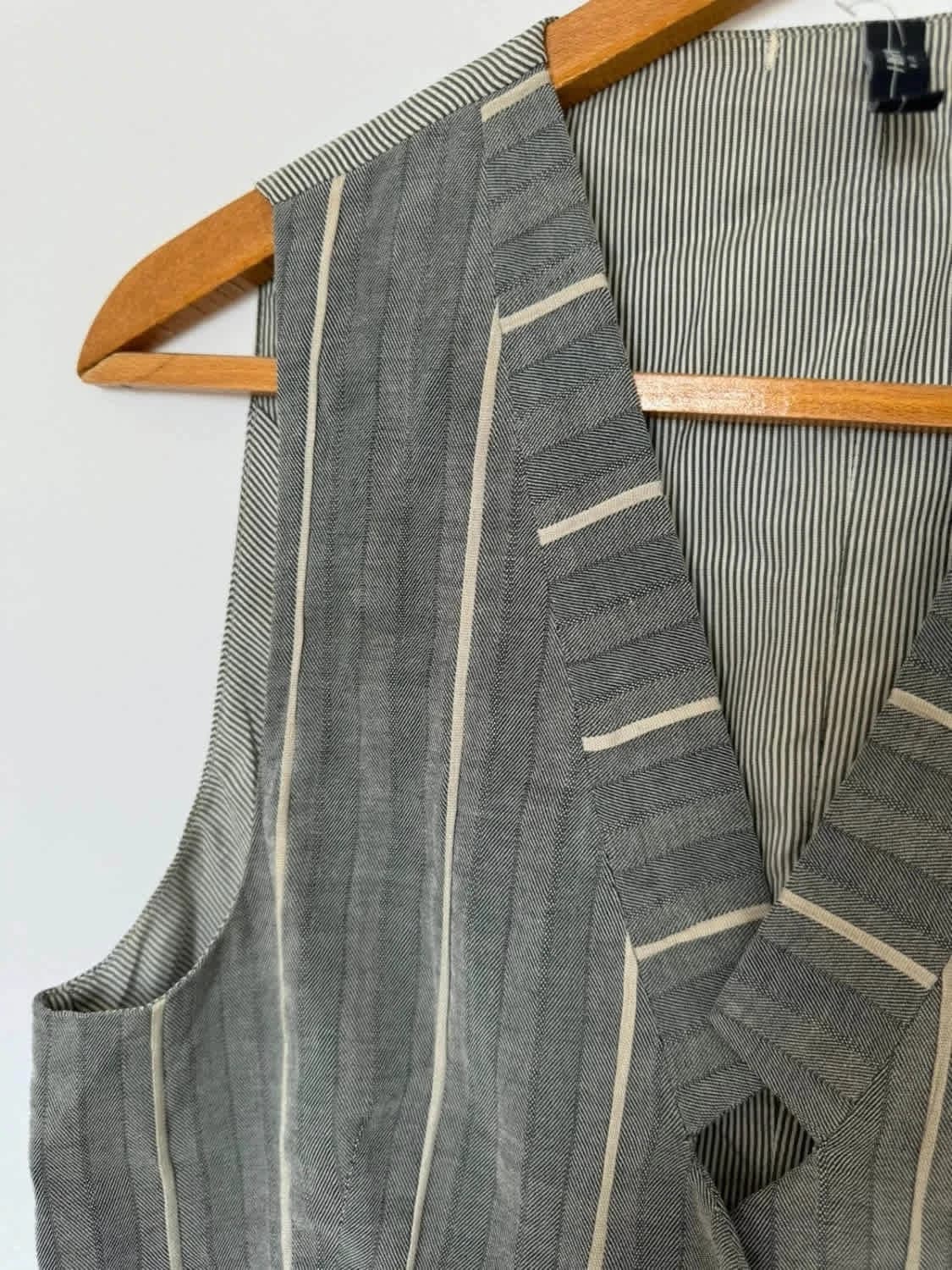Veste sans manches rayée grise en ramie et lin HIGH taille 40 - Photo 6/14