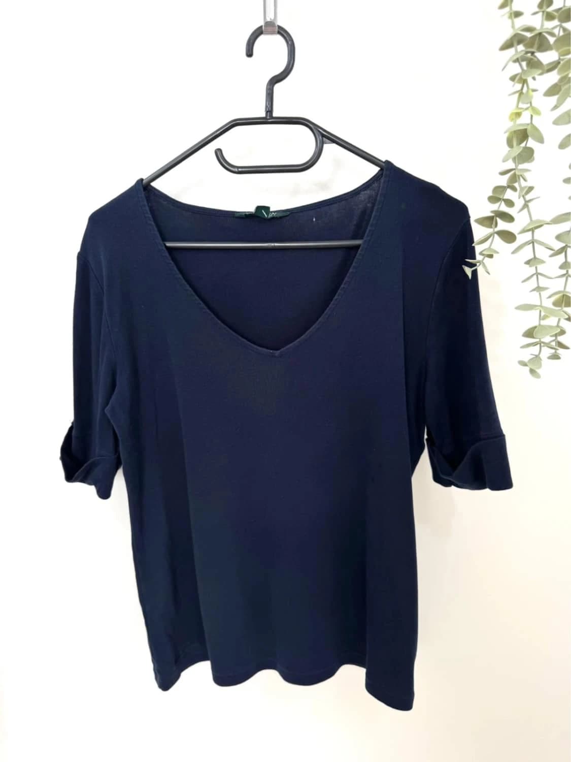 Top col V manches 3/4 Lauren Ralph Lauren bleu marine taille M - FP2512133 - Photo 2/6