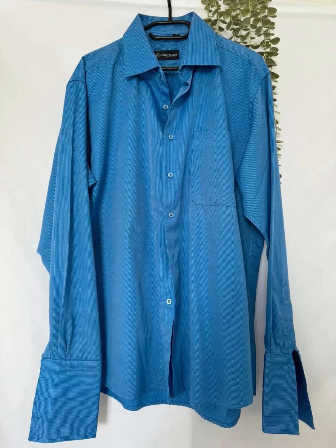 Chemise manches longues bleue à rayures taille XL - Photo 4/7