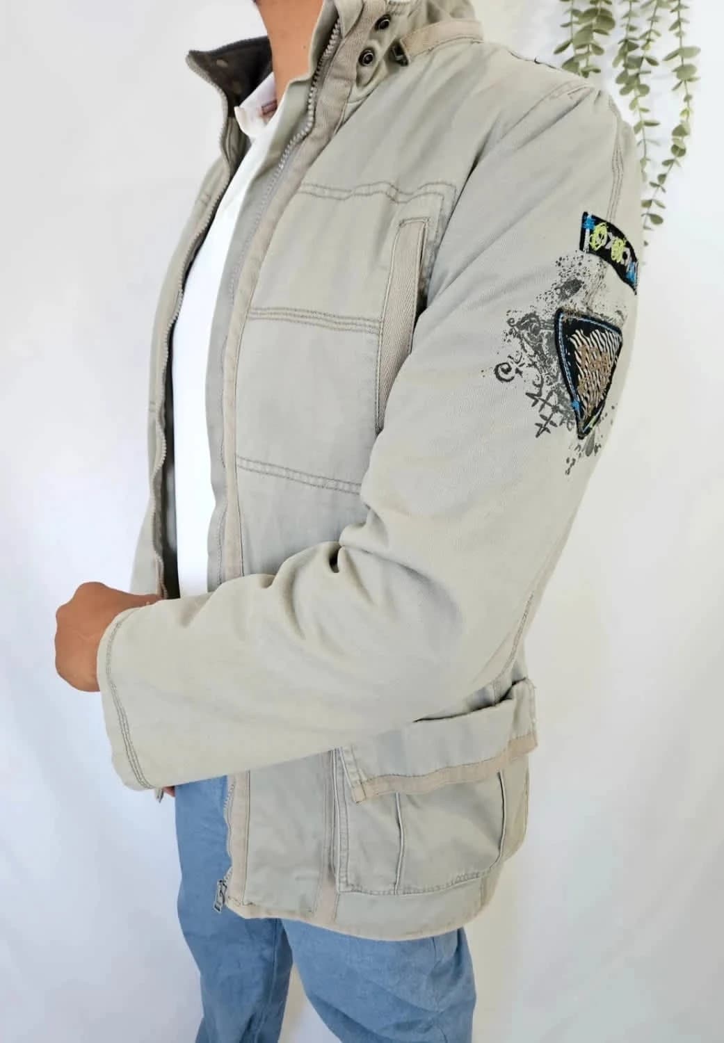 Blouson beige Oxbow brodé avec poches - Photo 3/11