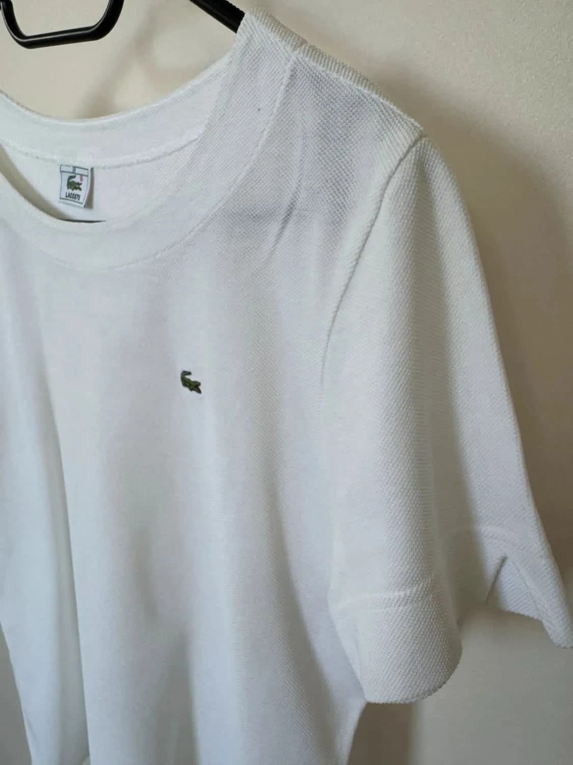 T-shirt blanc Lacoste Devanlay col rond 100% coton taille 38 - Photo 4/6