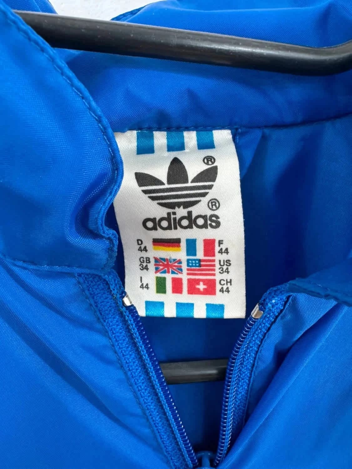 Adidas Originals vintage 90s veste coupe-vent Track Jacket bleu roi Trefoil taille 44/M - Photo 5/8