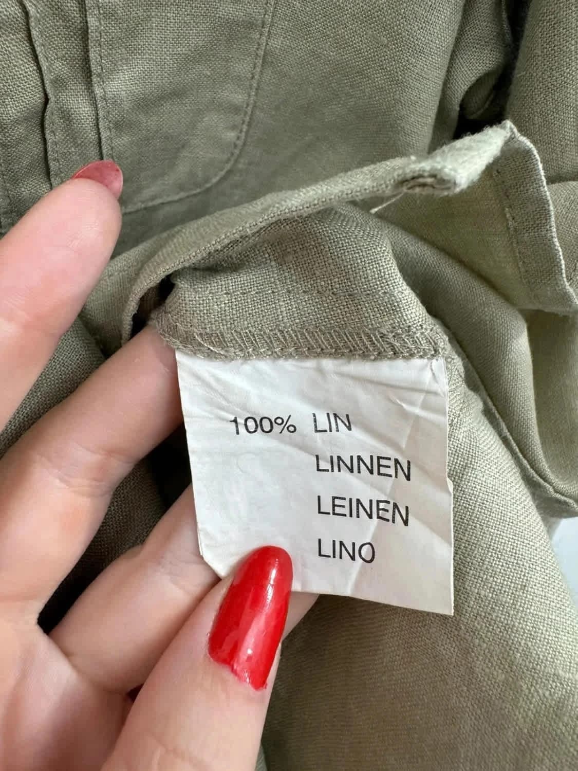 Blouse 100% lin kaki 123 taille S - Photo 5/5