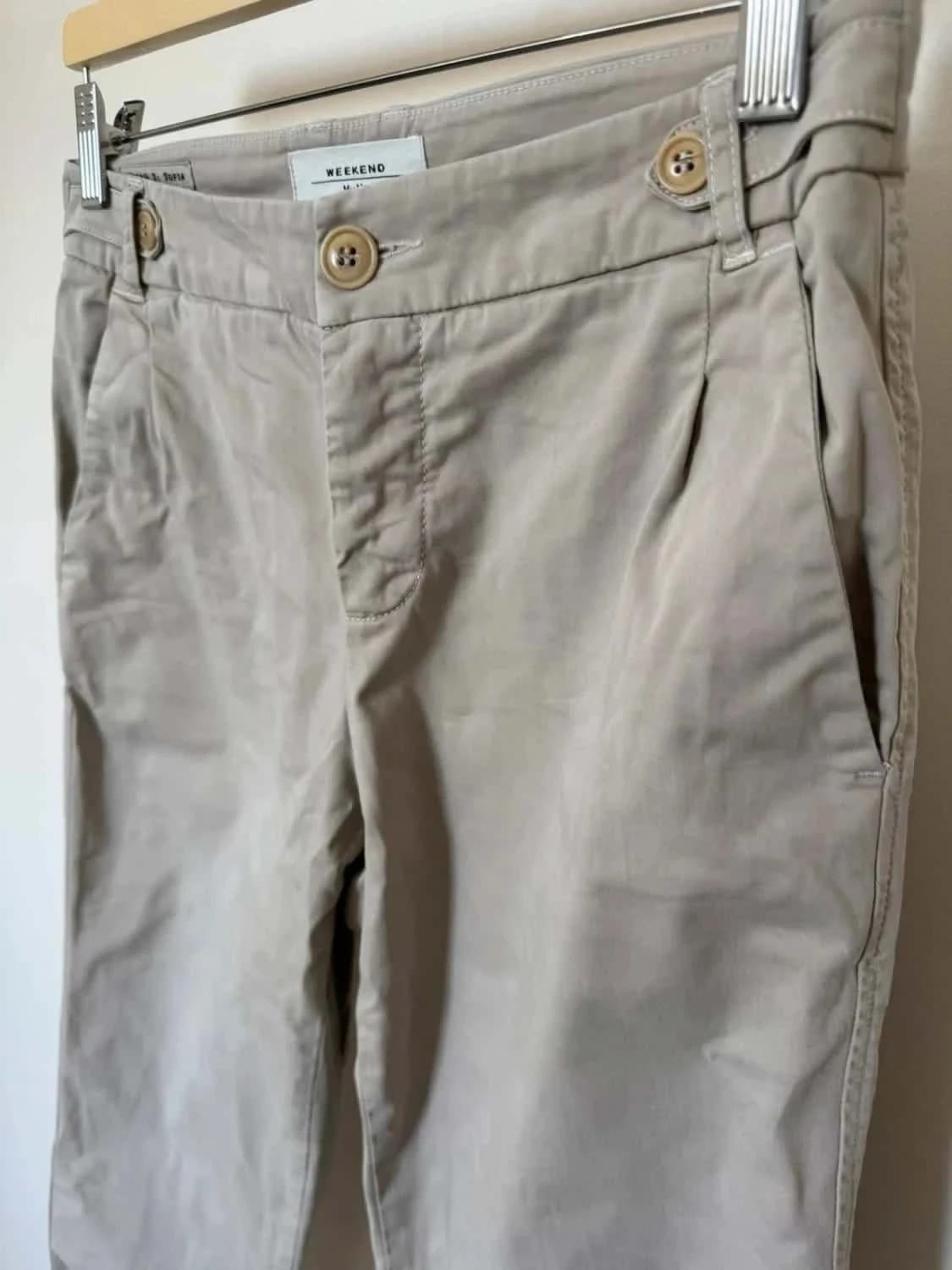 Weekend MaxMara chino beige Sofia coton stretch taille 36 - Photo 3/8