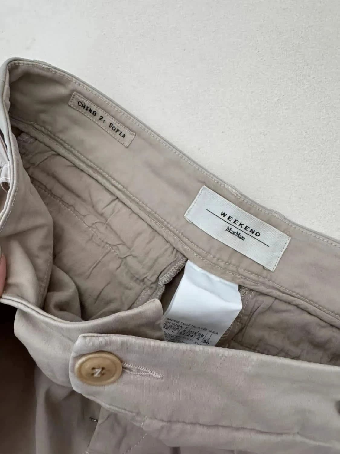 Weekend MaxMara chino beige Sofia coton stretch taille 36 - Photo 5/8