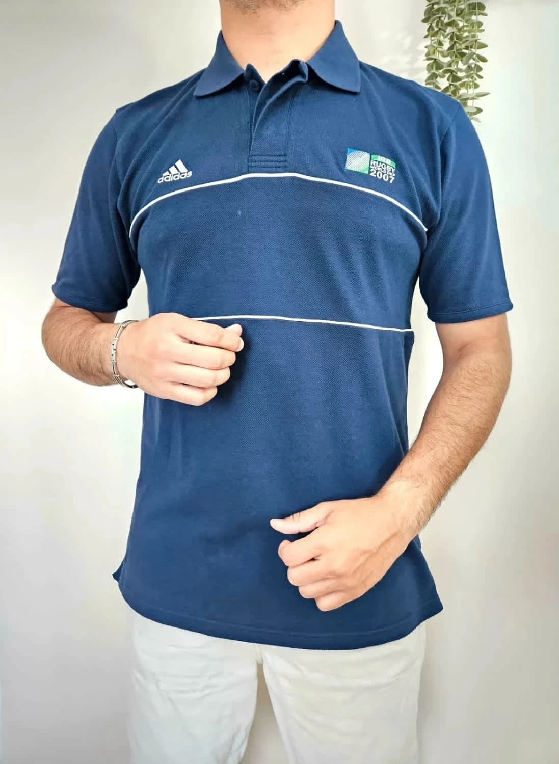 Polo Adidas Rugby World Cup 2007 bleu taille M - Photo 1/8