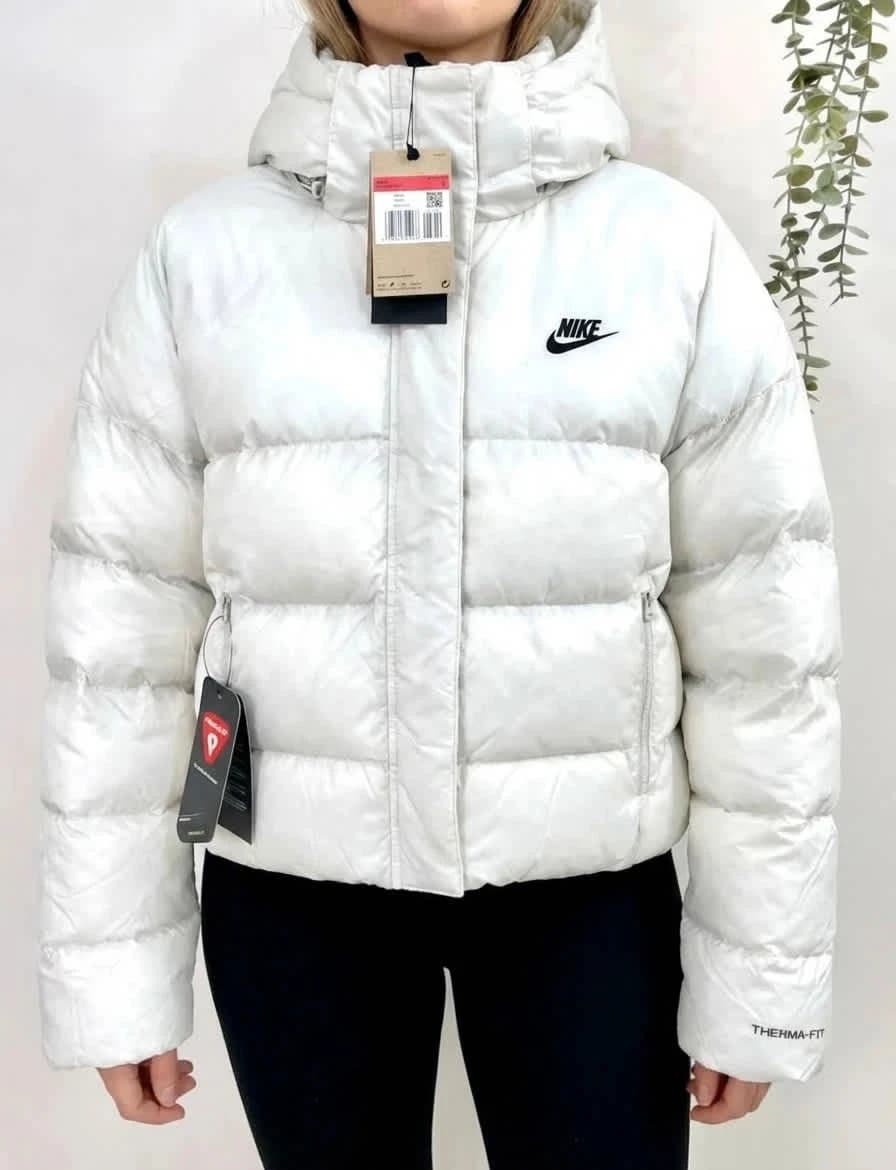 Doudoune matelassée blanche Puffer Nike avec capuche coupe ample Therma-Fit taille L - Photo 1/20