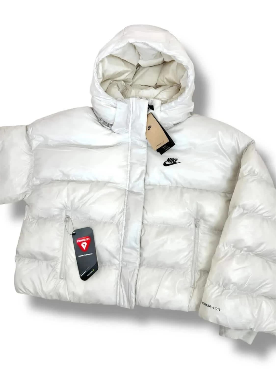 Doudoune matelassée blanche Puffer Nike avec capuche coupe ample Therma-Fit taille L - Photo 2/20
