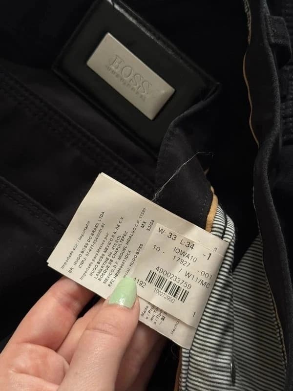 Pantalon toile noire Hugo Boss coupe droite taille W33 L34 - Photo 8/11